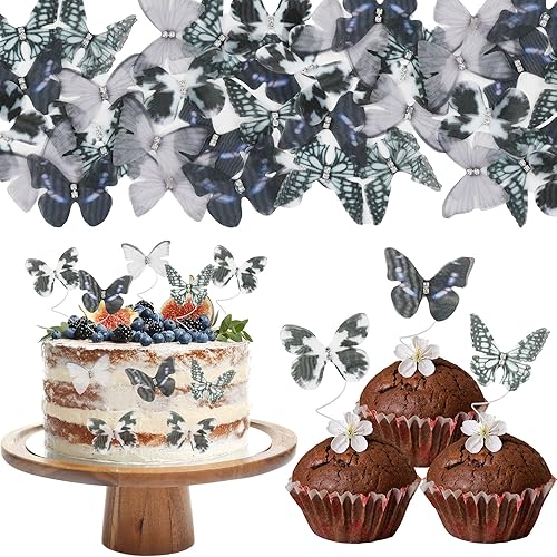 24 decoraciones de mariposa 3D animadas para cupcakes de doble capa para niñas y mujeres, feliz cumpleaños, boda, fiesta, pastel, pared, decoración
