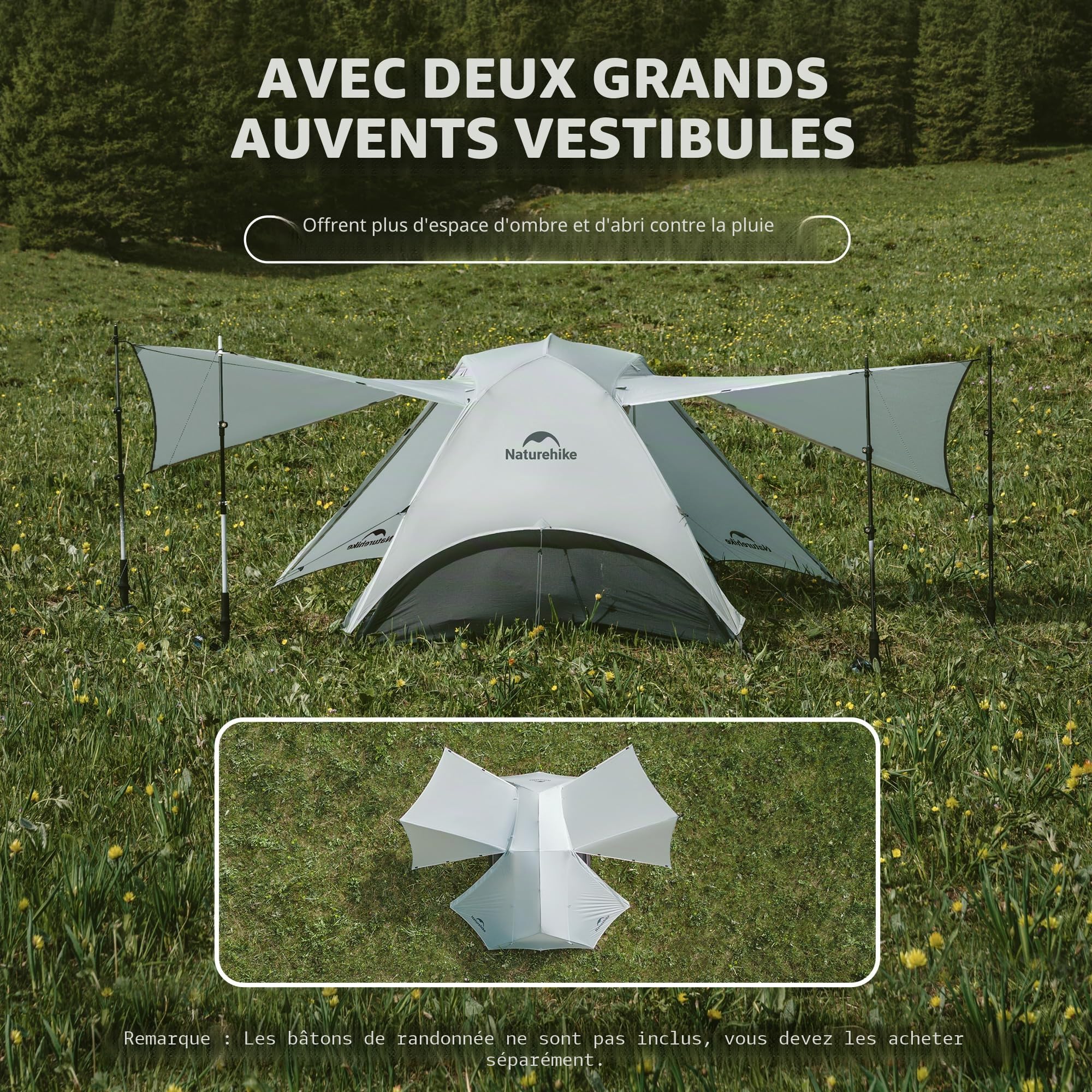 Naturehike UL Star River Tente de randonnée pour 2 personnes, double couche imperméable et légère, pour 2 personnes