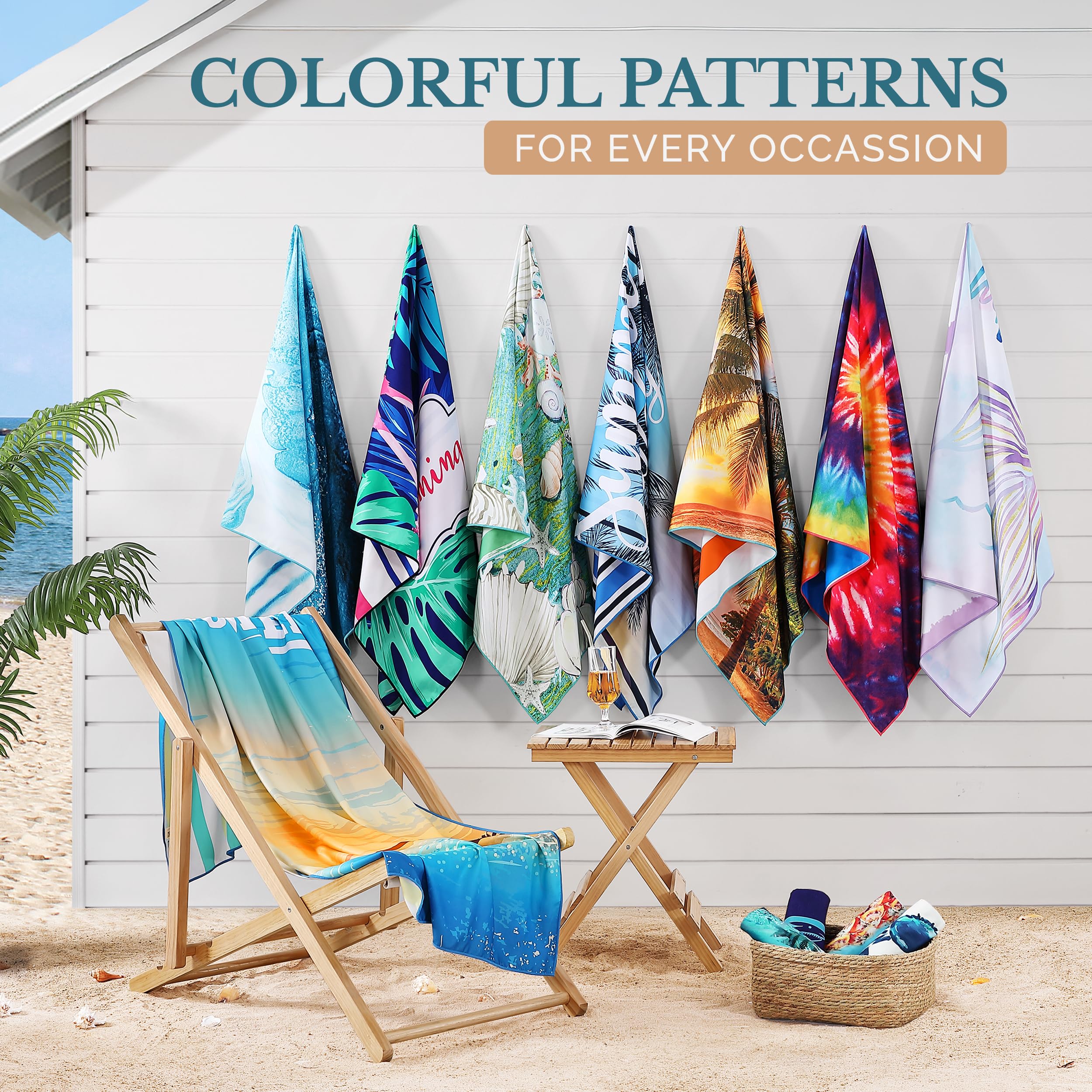 Casa Platino Lot de 4 serviettes de piscine anti-sable, légères pour le camping, les voyages et la plage, à séchage rapide, pour femme, 81,3 x 180,3 cm, Nabran