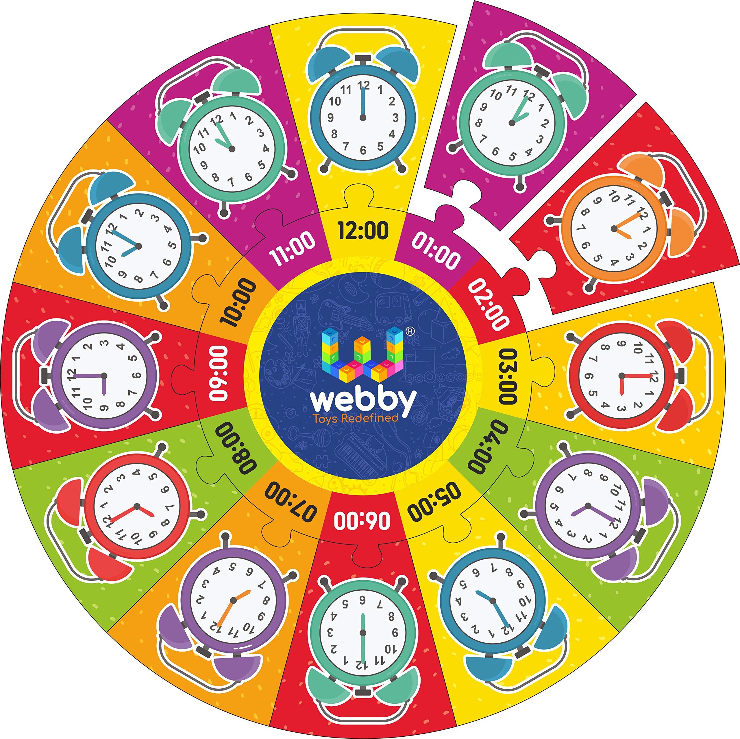 Webby Time Wooden Round Shape Jigsaw Floor Puzzle, 13 Pcs-3 8 Yrs for Kids