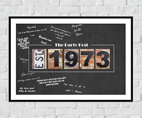 Miniatura 4 de Decoración de póster de cumpleaños número 50. Suministros de fiesta para él o ella que cumple 50 años. Letrero alternativo de libro de invitados de