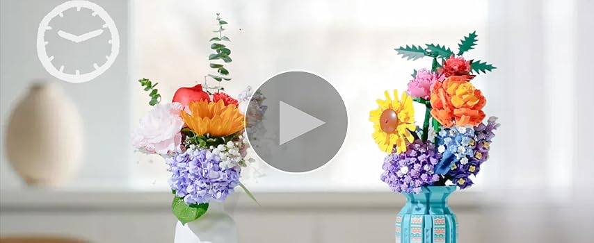 Amazon.com: VannMold Flowers Bouquet Building Blocks Set with Vase