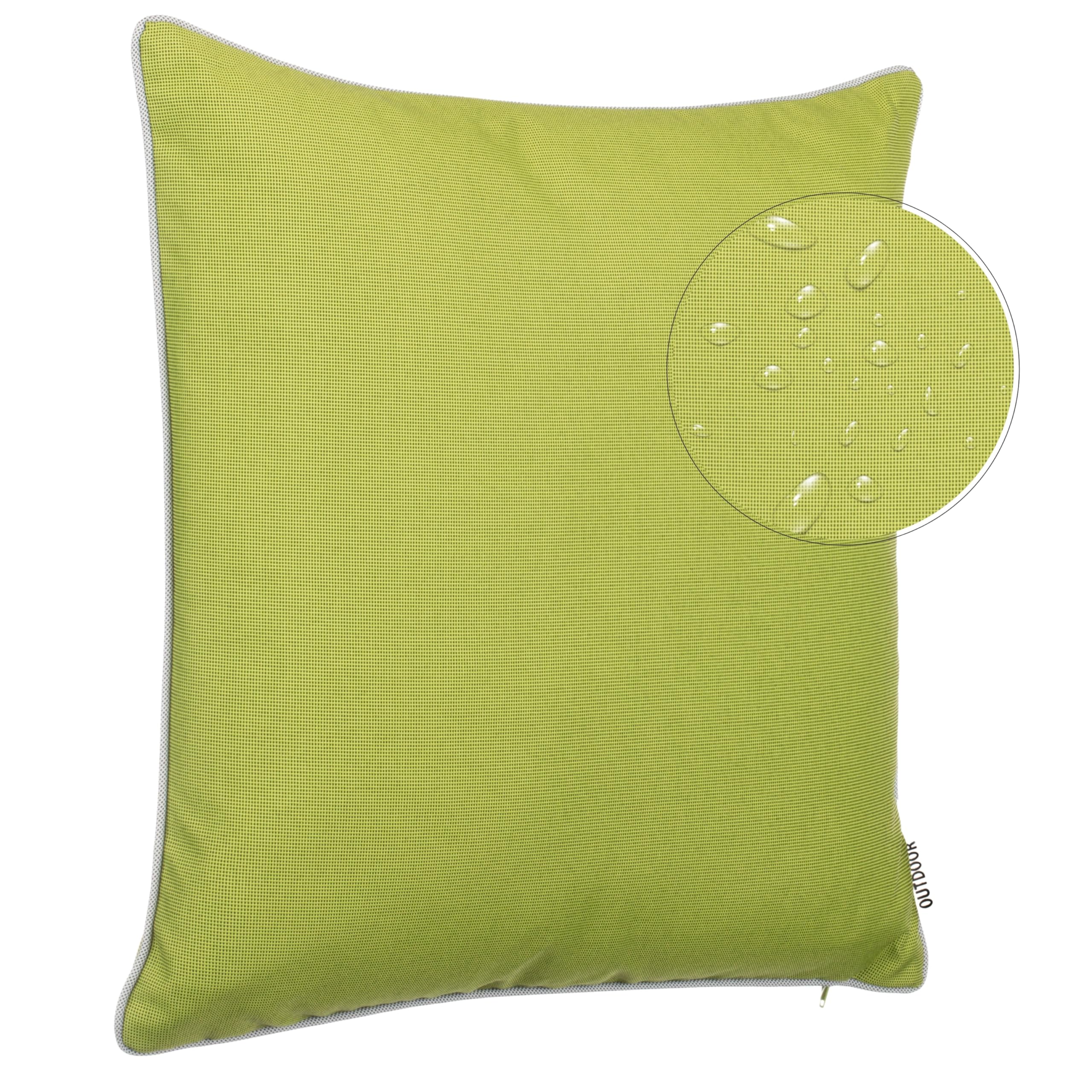 Brandsseller Set de 2 Cojines de Exterior 45x45 cm – Cojines Decorativos Impermeables con Ribete – Resistentes a la Intemperie para Jardín, Sofá, Balcón y Terraza – Verde