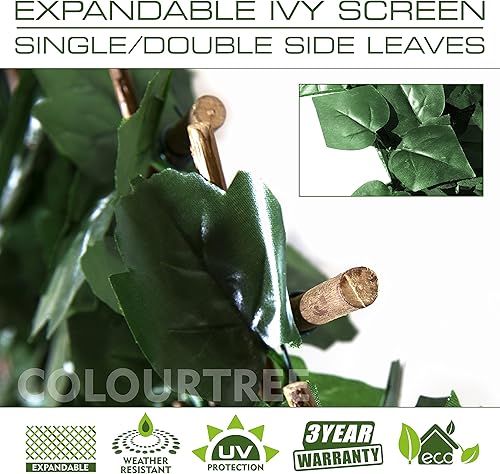 Miniatura 5 de ColourTree Valla de hiedra artificial expandible, seto retráctil, enrejado sintético para balcón, patio, decoración al aire libre y del hogar, 3