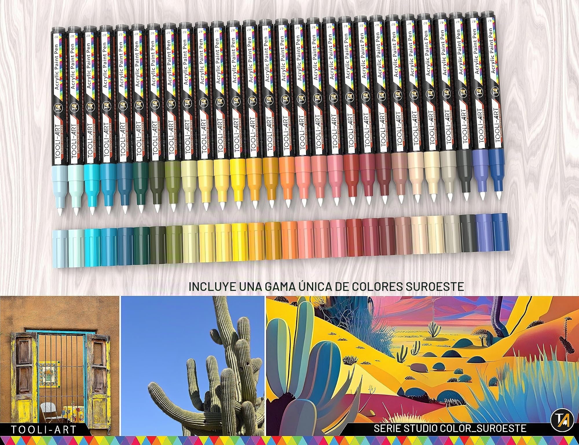 Juego de 28 rotuladores de pintura acrílica Southwestern Colours Studio Colour Series de 0,7 mm, punta extrafina, pintura rupestre, vidrio, tazas, madera, metal, lienzo, bricolaje, detalles, no