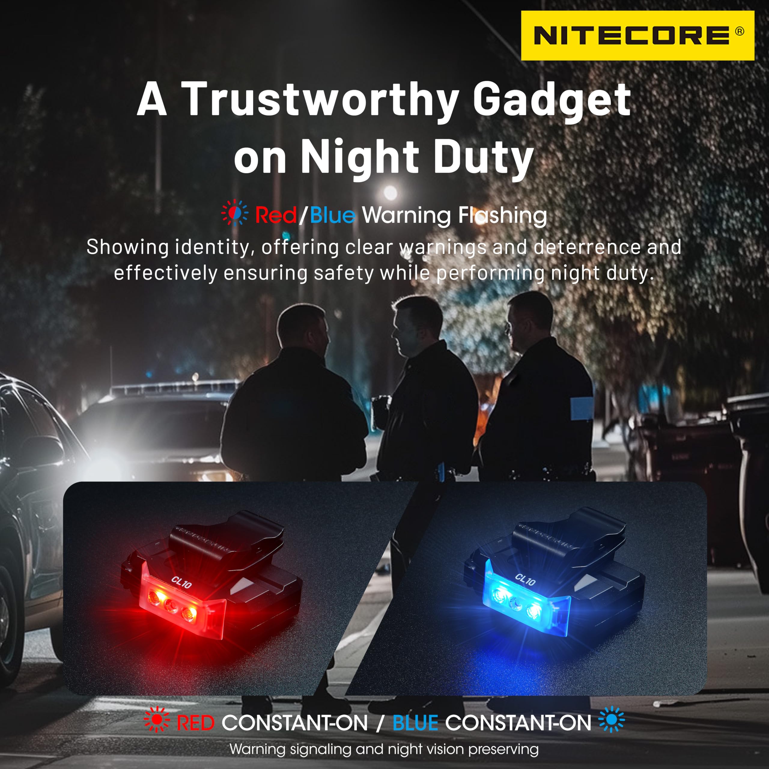Nitecore CL10 - Luz de hombro multiusos ultraligera con clip, luz de advertencia personal con pilas AAA, etiqueta