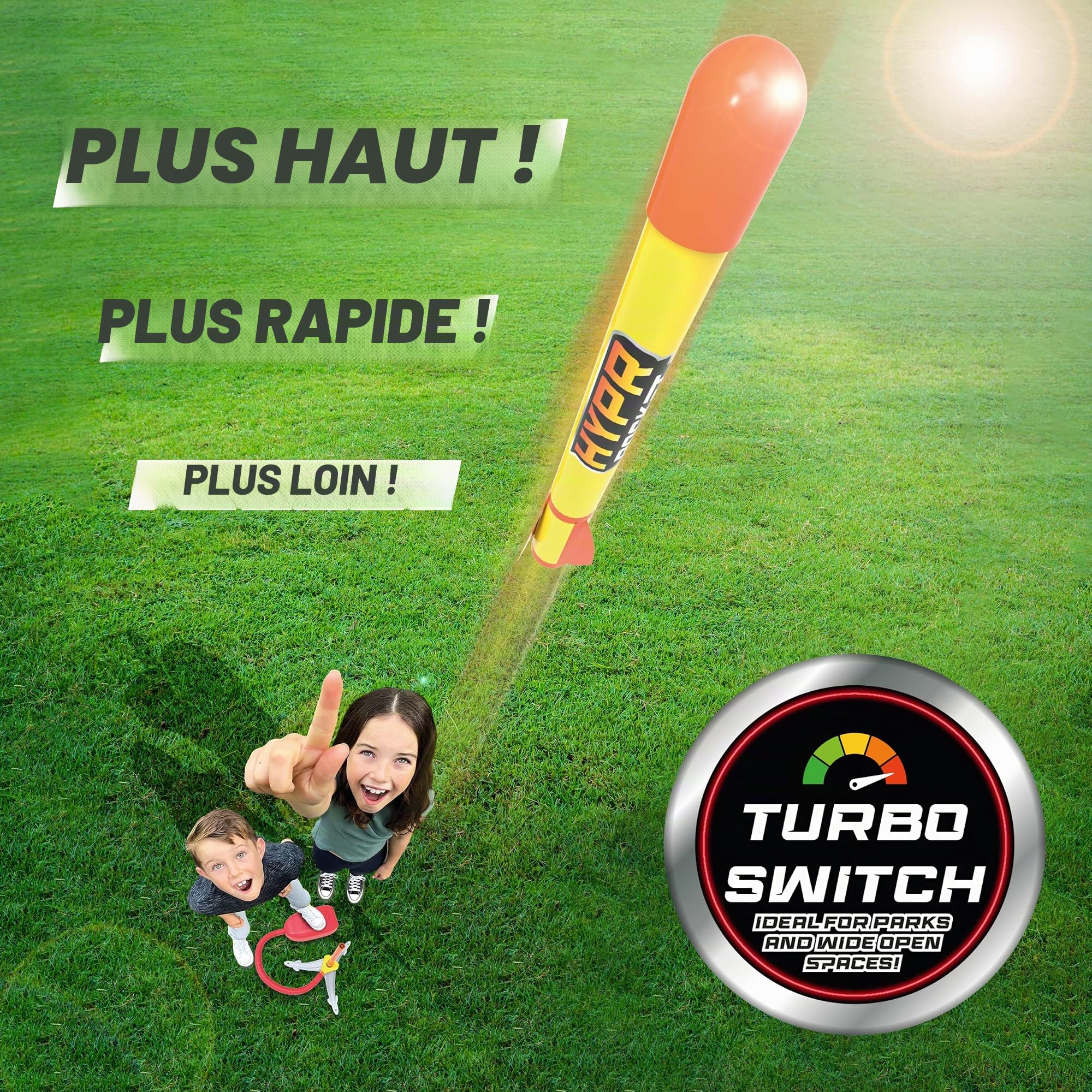 BANDAI Hypr Rocket Jump 500 Lanceur de fusées - Wow Stuff 3 - WS01400 Multicolore - Volez Plus Haut, Plus Vite, Plus Loin. Atteignez de Nouvelles hauteurs Incroyables avec HYPR Rocket !