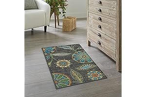 Maples Rugs Reggie Floral Kitchen Rug - Washable, Non Slip Mat - Made in USA