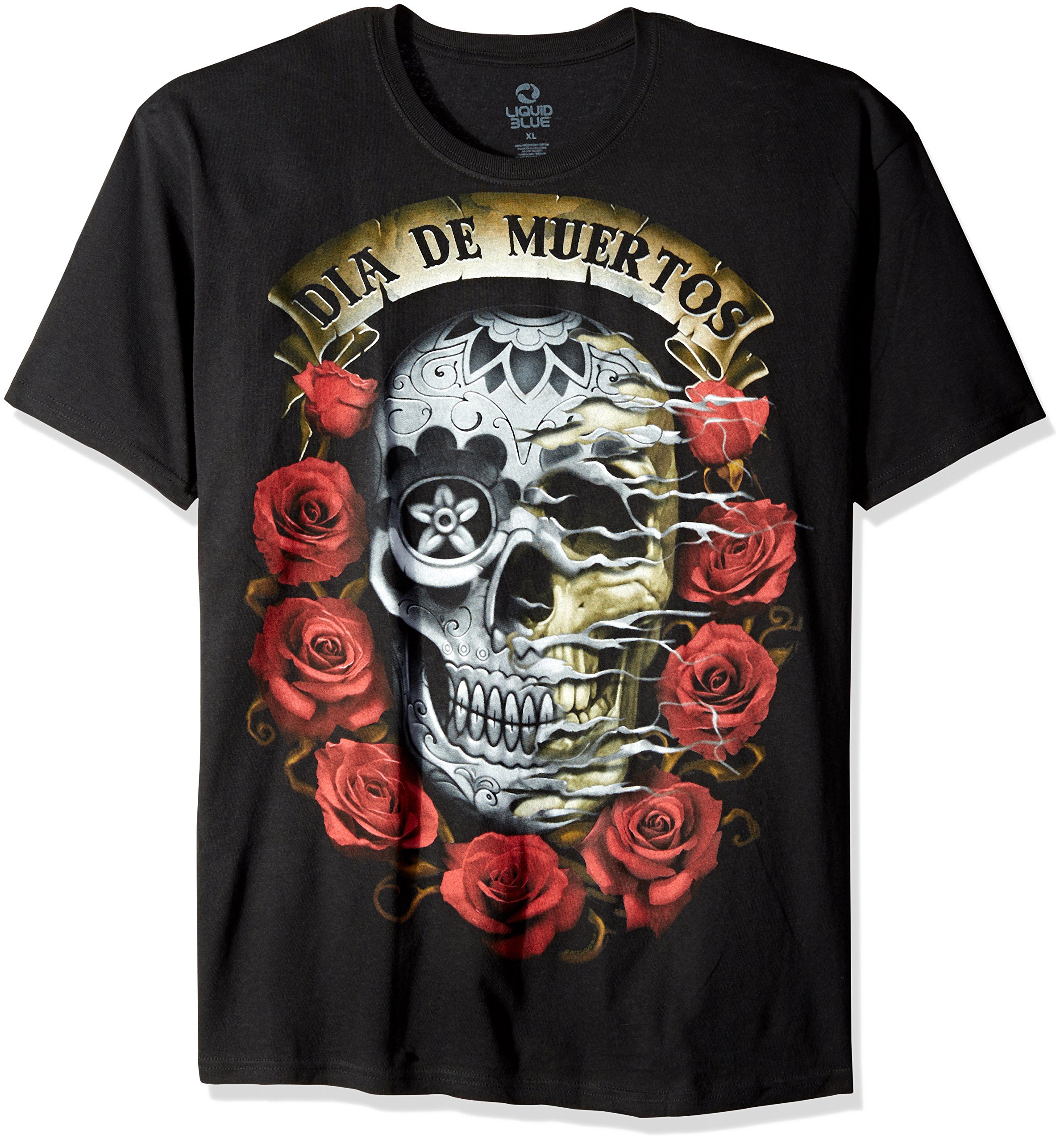 Liquid BlueMen's Dia Del Muertos Skull T-Shirt, Black