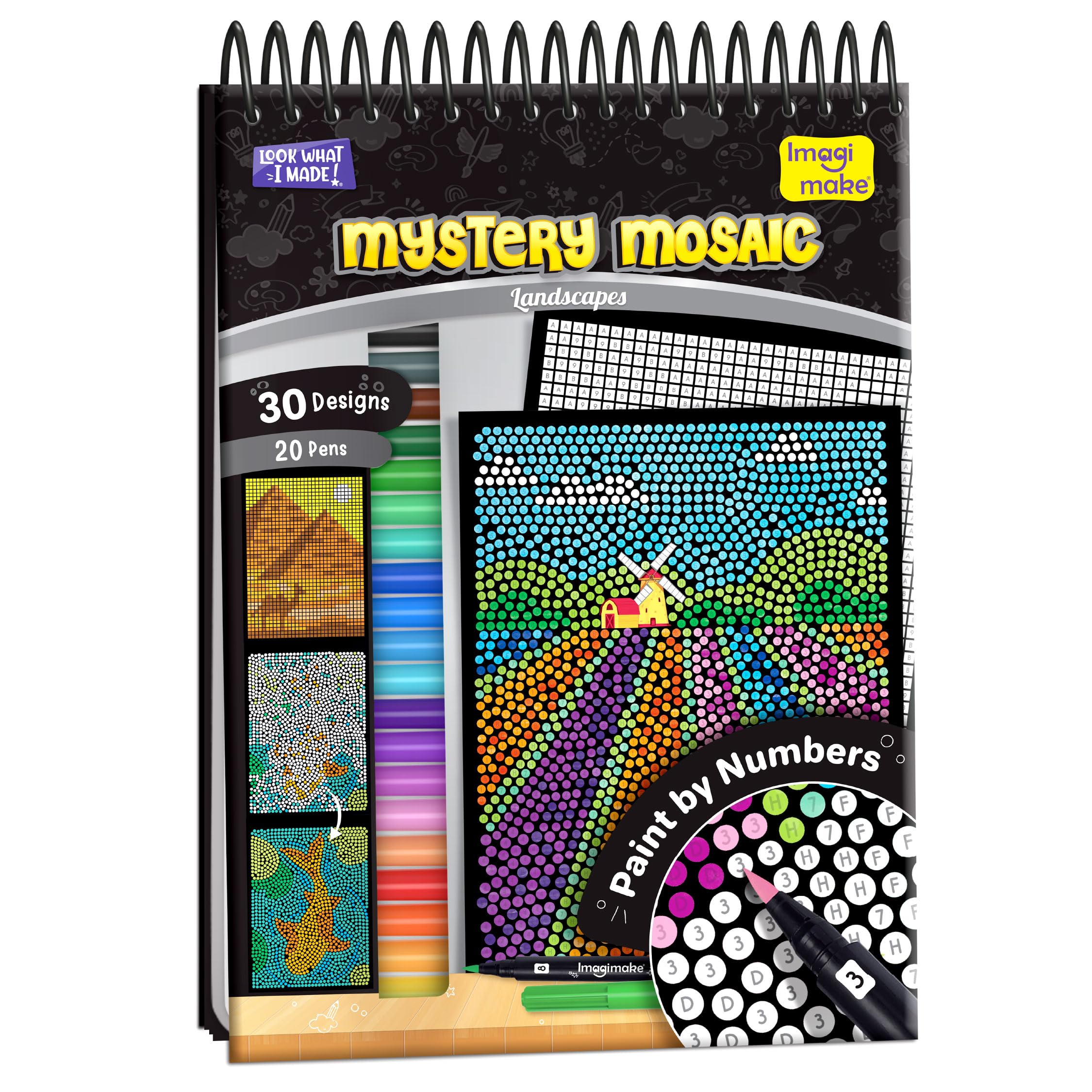 Imagimake Mystery Mosaic Landscapes | Paint by Numbers Kit for Adults, Teens & Grown-Ups | 30 Design Sheets & 20 Colouring Pens | Colouring Book for Stress Relief | Painting Kit for Beginners| Art Therapy kit for Adults-image-36