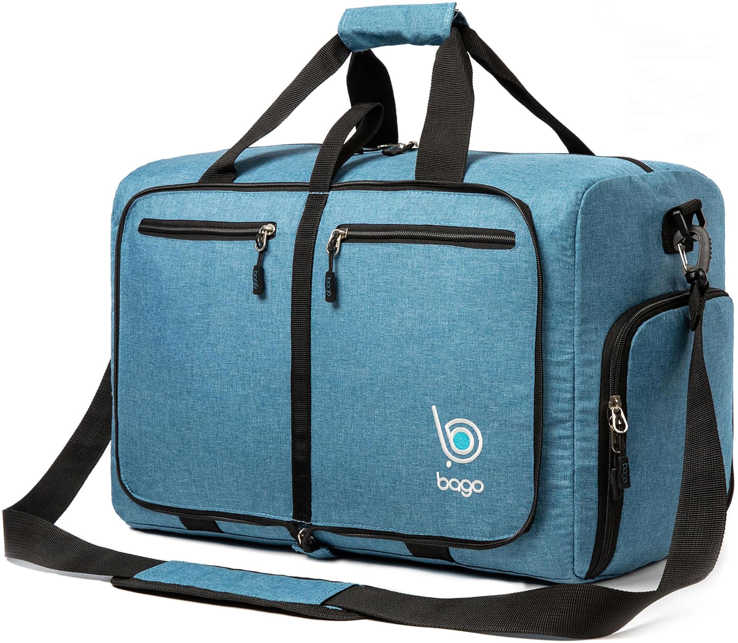 Bago Duffle Bag For Travel Women & Men- Foldable Weekender Bag - 40L Medium Travel Duffel Bags for Travel Camping Sports Hospital Bag - Packable Lightweight Overnight Luggage bag (SnowBlue)