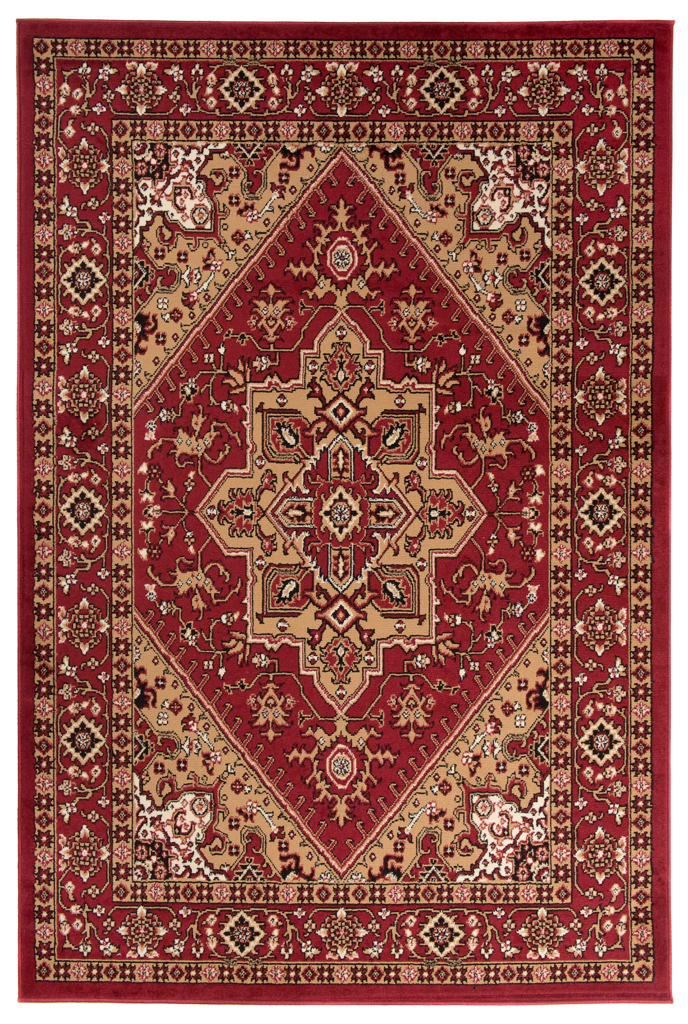 Carpeto Rugs Teppich Orientalisch Rot Klassisch Muster Kurzflor Öko-Tex Wohnzimmer 200 x 300 cm