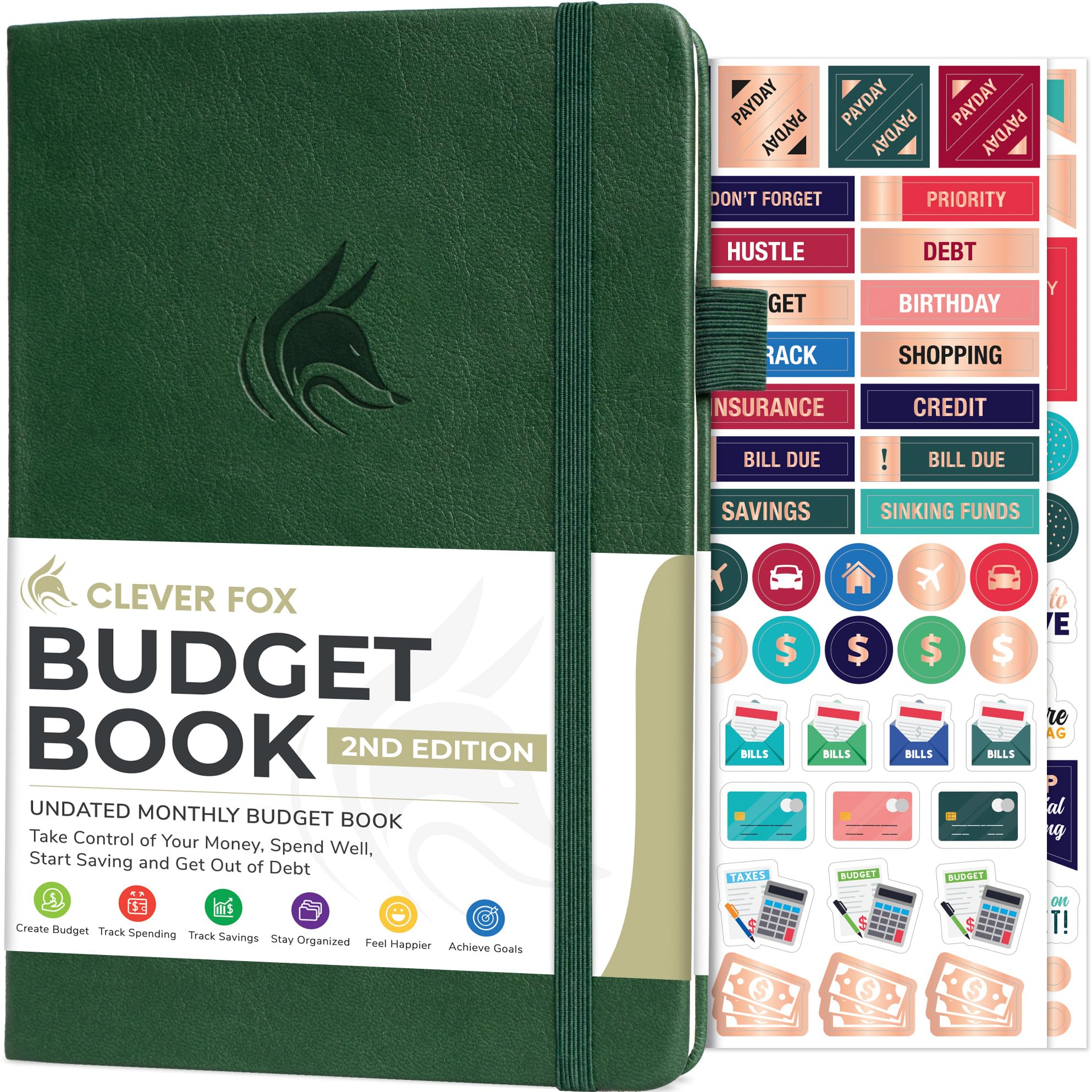 Clever Fox Budget Book 2.0, Financial Planner Monthly Bill Log Dark Green | 5.3 x 7.7 in finance organizer, accounting ledger, income & expense tracker binder, budgeting journal for beginners-image-10