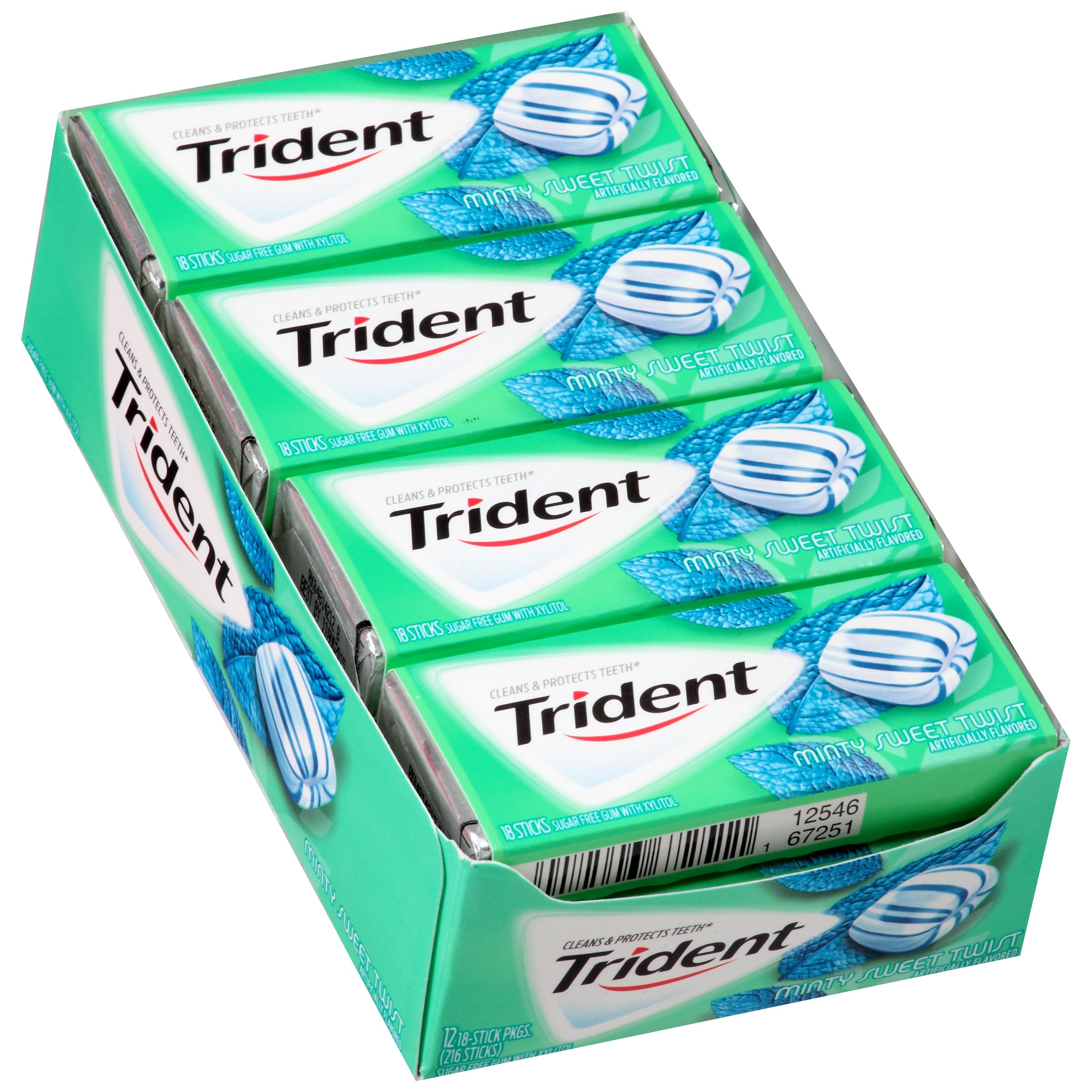 Trident Sugar Free Gum (Minty Sweet Twist, 18-Piece, 12-Pack)