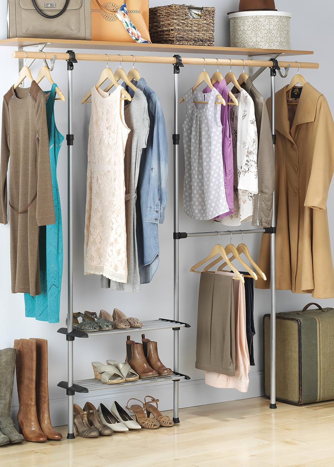 Up To 60% OFF Whitmor 2 Shelf 2 Rod Closet System - Adjustable Closet Maximizer Best Deal Product Whitmor 2 Shelf 2 Rod Closet System - Adjustable Closet Maximizer