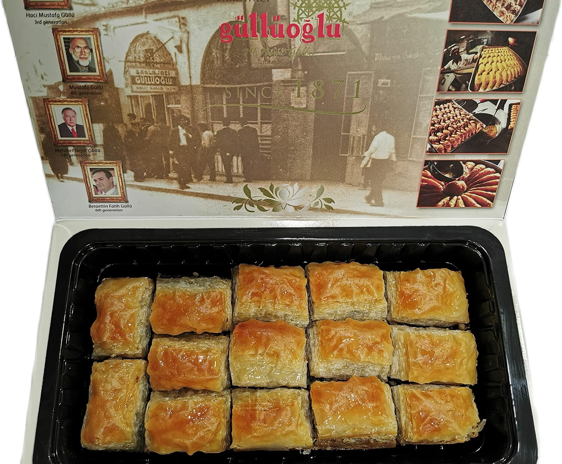 Gulluoglu Premium Dry Baklava with Walnut, Freshly Produced and Long Lasting, Traditional Turkish Baklava 500 gr (1.1lb-3 Pack)