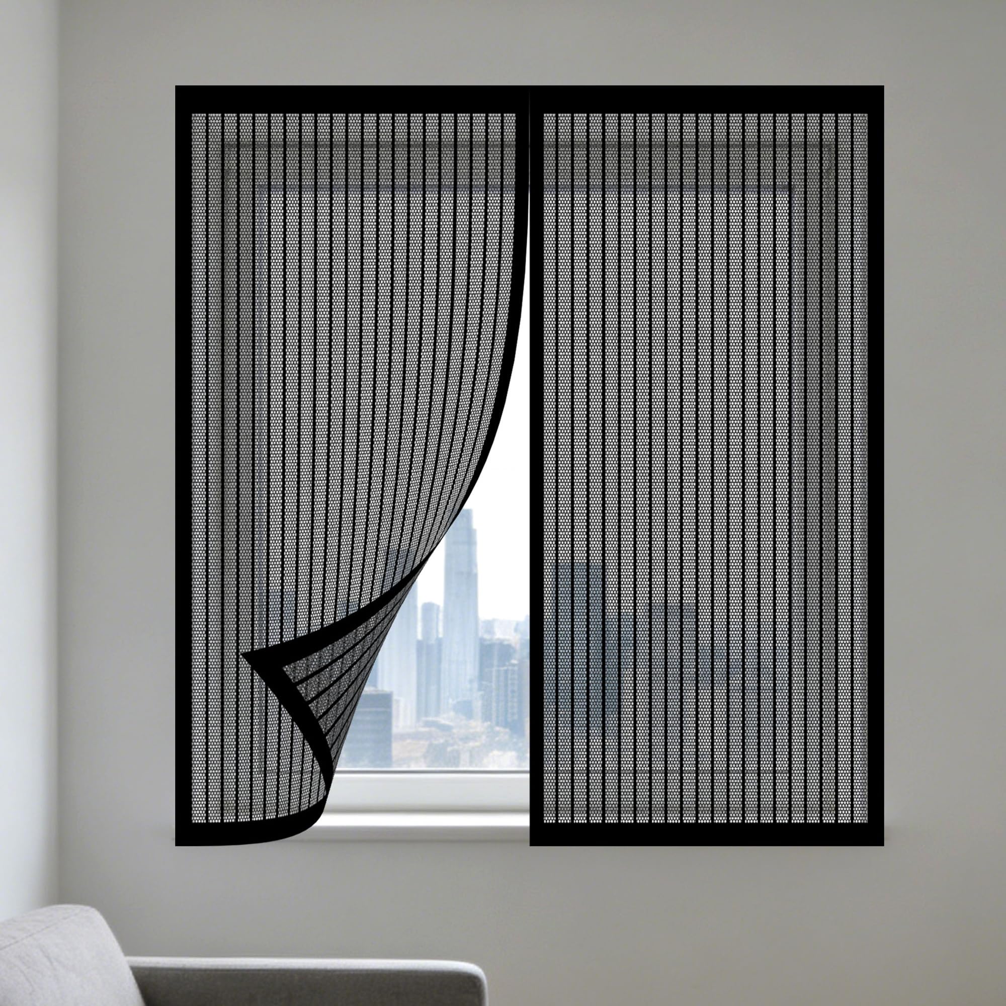 DIY Fly Screen Windows 135 x 95 cm Selfadhesive Tape DIY Fly Bug Mosquito Net Window Mesh Insect Screen for Windows Easy Install for Doors and Patio Screens, Black