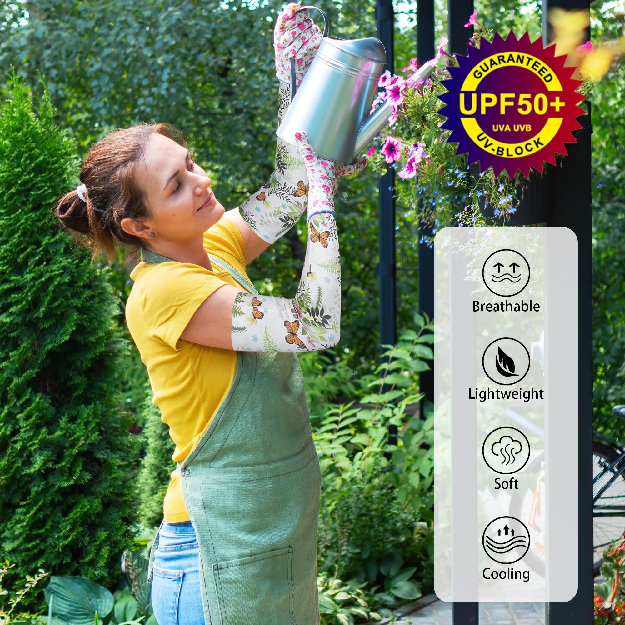 FISHEAL Mangas de jardinería con protección solar, para mujeres y hombres, protección UV UPF 50+, mangas de brazo con agujeros para los pulgares, agricultura, pesca al aire libre