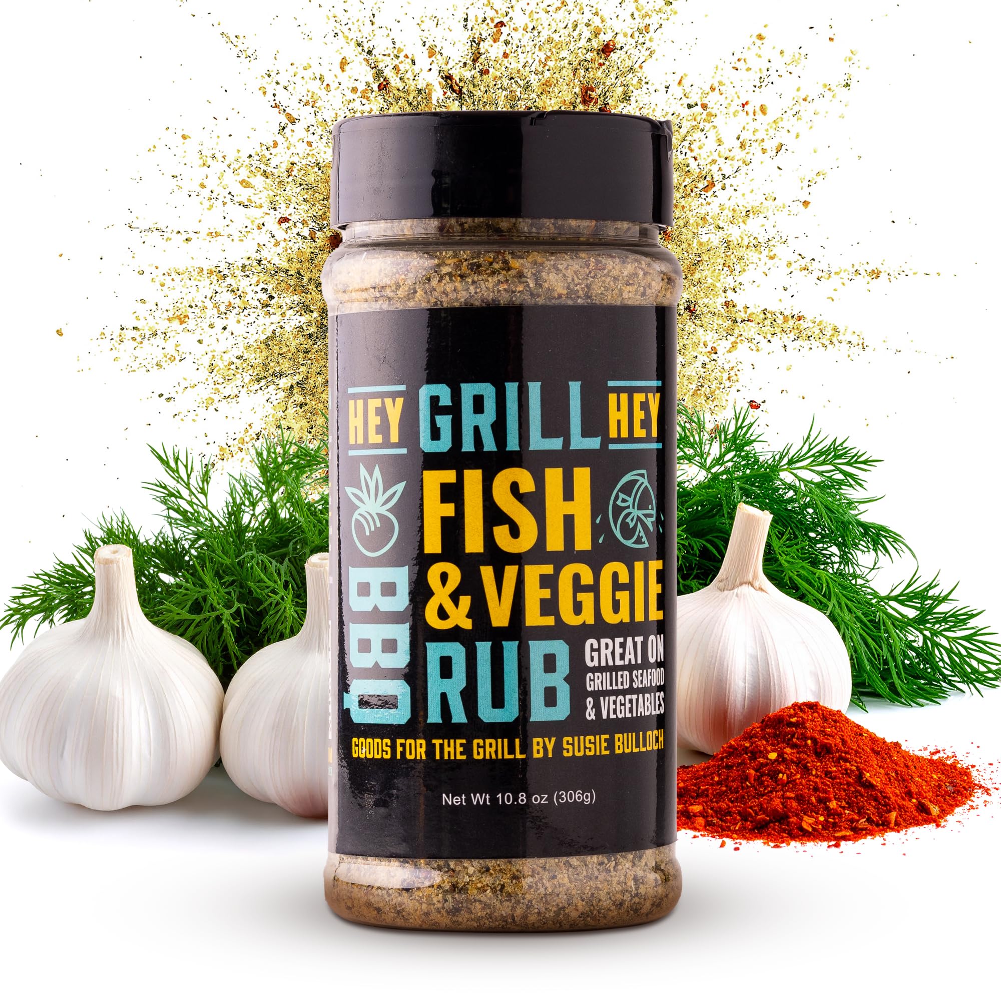 Hey Grill Hey | Fish & Veggie Rub | Fish Seasoning | Seafood & Vegetable seasoning | Salmon Rub |Great for Chicken, Dips and More | 10.8oz