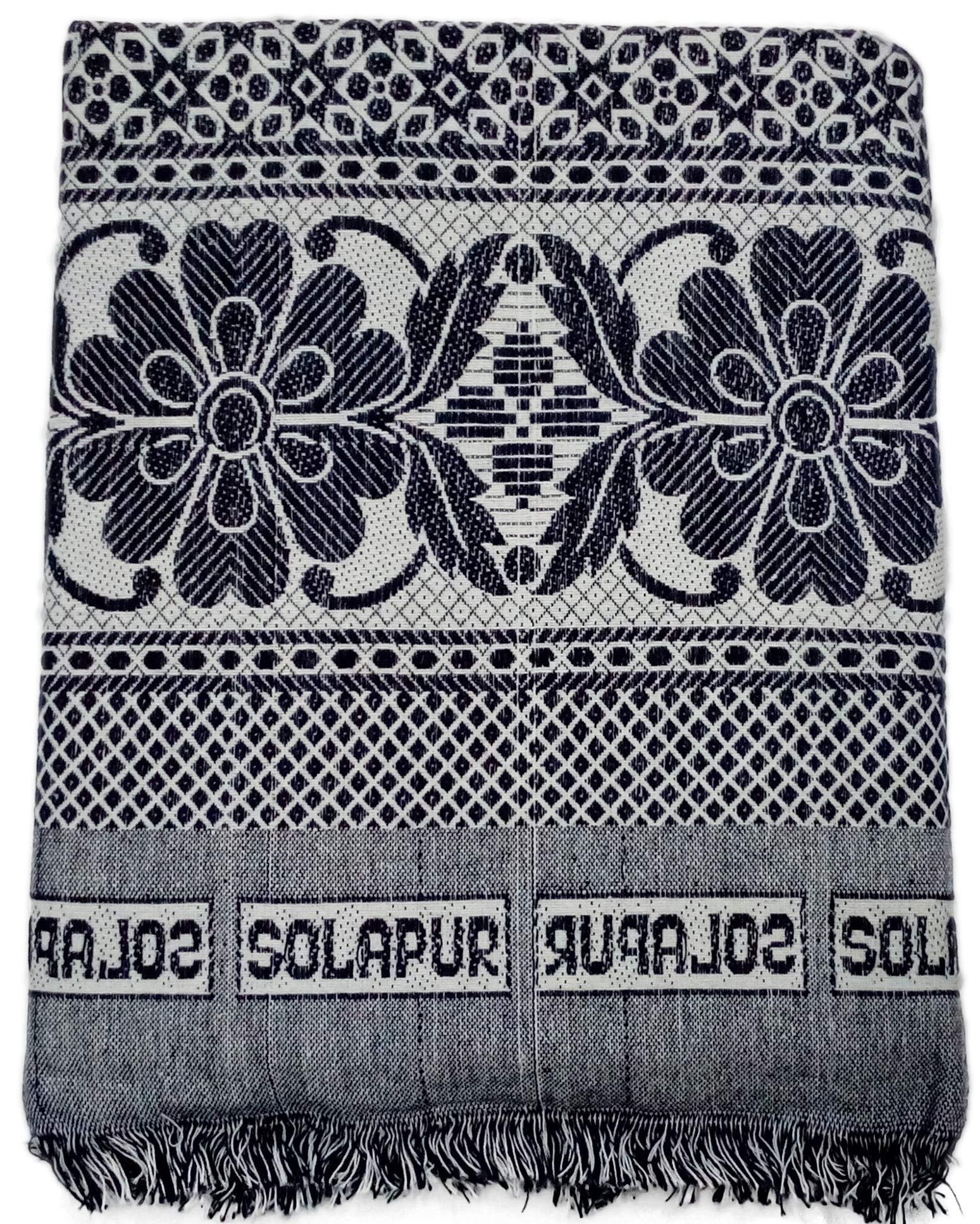 Cotton, Single Size, Daily use Solapur Chaddar Blanket, Pack of 1 (Blue)