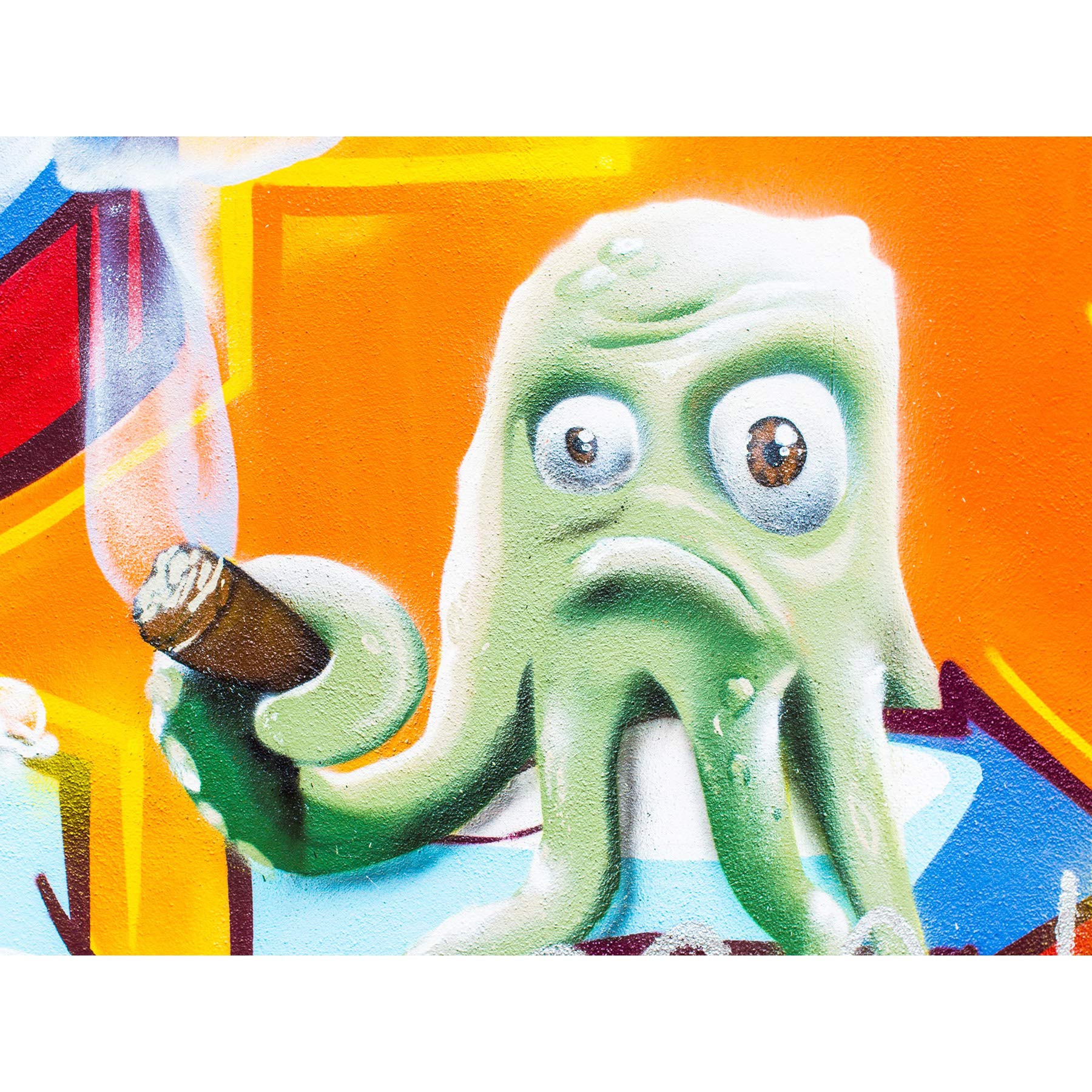 Graffiti Octopus Smoking Cigar Large Art Print Poster Wall Decor 18x24 inch