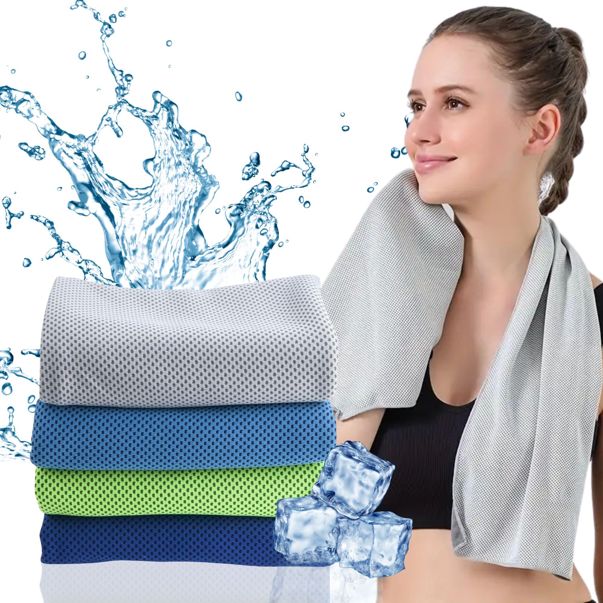 Cooling Microfiber Towels for Neck and Face – Soft, Breathable, Fast-Drying Towels for Yoga, Sports, Workout & Outdoor Use (4-Pack, 40