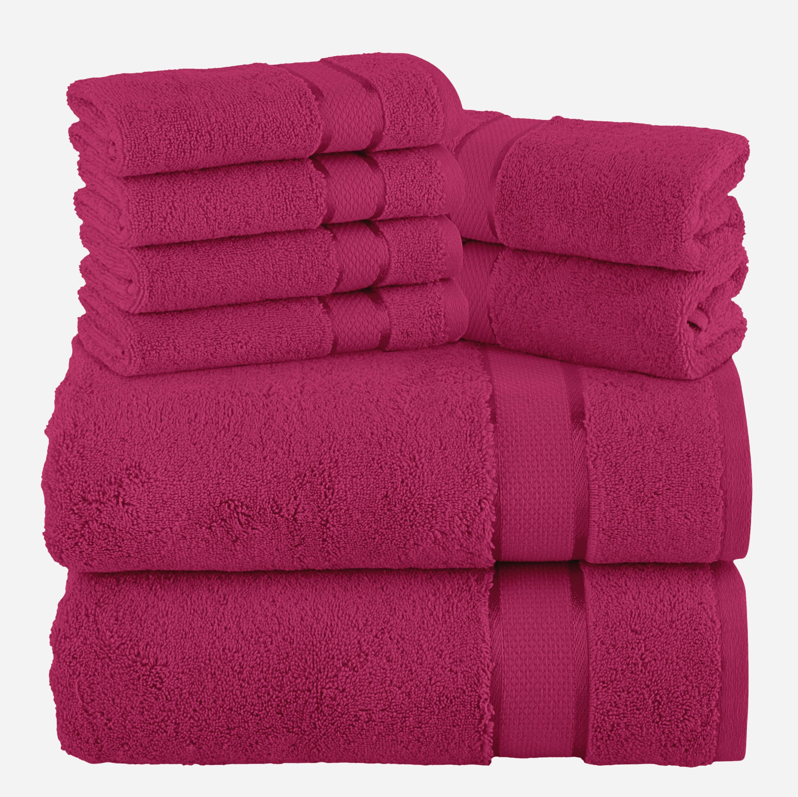 Elegant Comfort Set di 8 asciugamani in cotone di alta qualità, include 4 salviette, 2 asciugamani per le mani e 2 teli da bagno, 100% cotone turco, asciugamani altamente assorbenti e super morbidi,