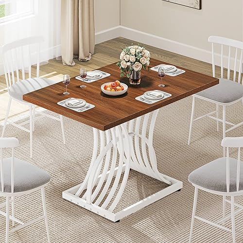 Miniatura 20 de DWVO Mesa de comedor moderna para 4 personas, mesa de cocina rectangular de 47 pulgadas con mesa de mármol sintético y patas geométricas doradas,