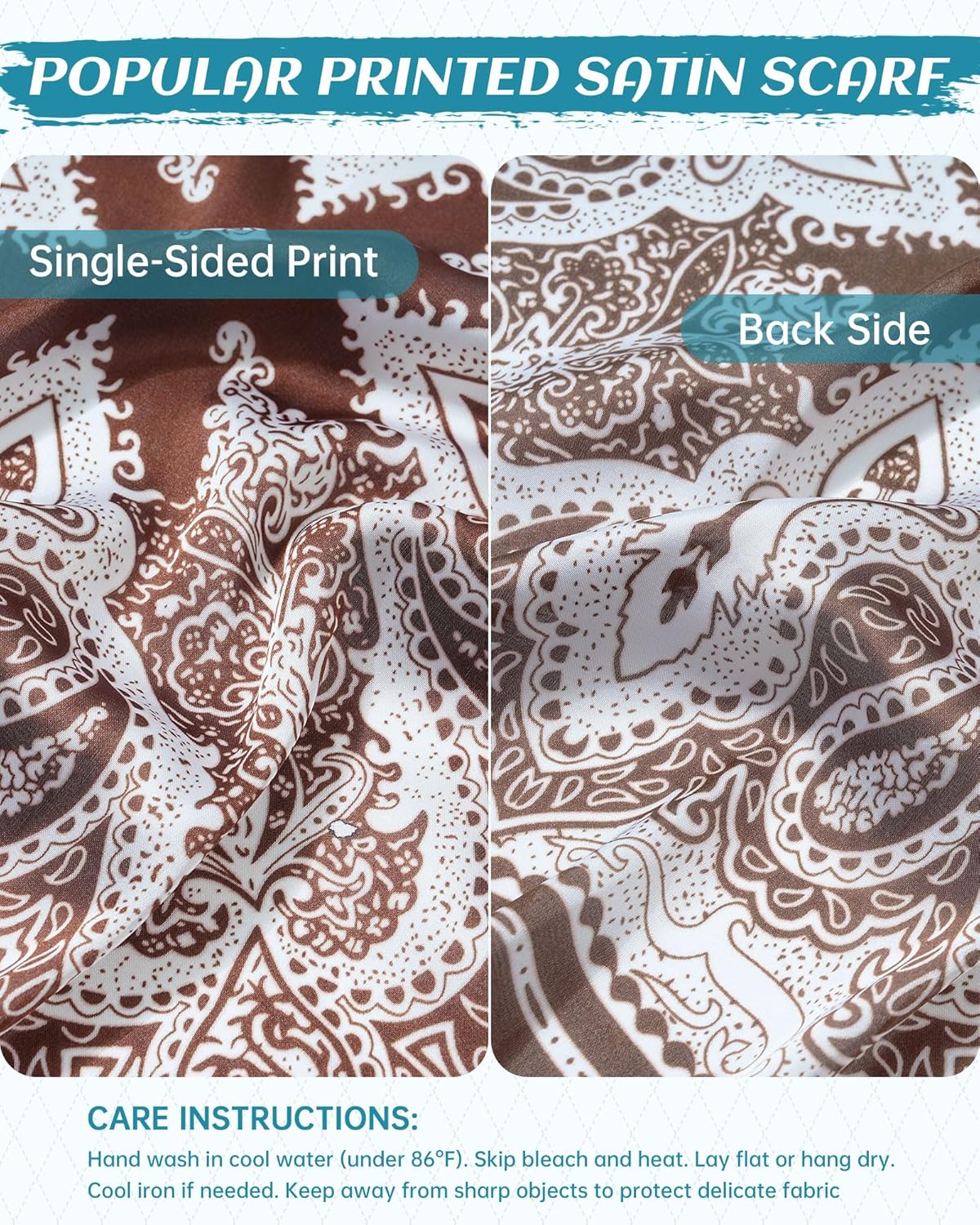 Mesovor 27.5" Square Satin Head Scarves, 3 Pack Satin Bandanas for Women | Silk Feeling Hair Neck Wraps Scarf Headband - Image 4