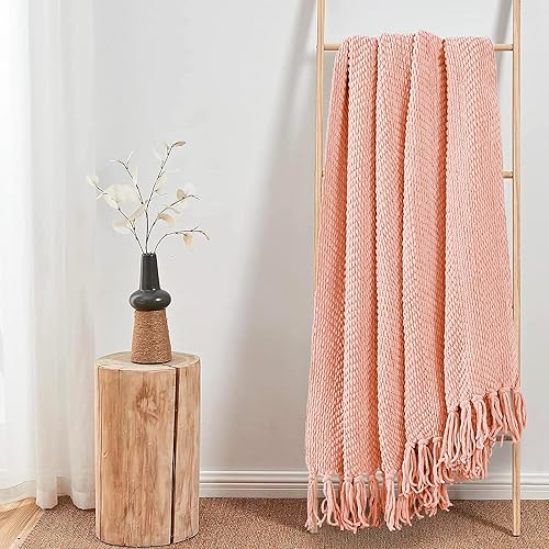 Miniatura 7 de Home Soft Things manta tejida de punto de tweed, Poliéster & Mezcla de poliéster, Melocotón Melba , 50" x 60"