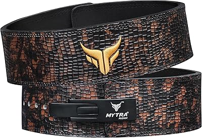 Mytra Fusion Weight Lifting Belt Real Leather Lifting Belt With Lever Workout Bet for Men & Women Powerlifting Belt (L, Dark Brown)