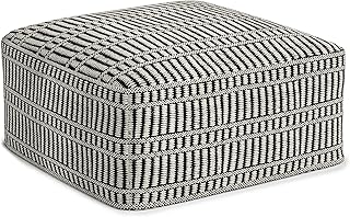 SIMPLIHOME Safford Square Pouf - 20 inch Wide Upholstered PET Polyester ...