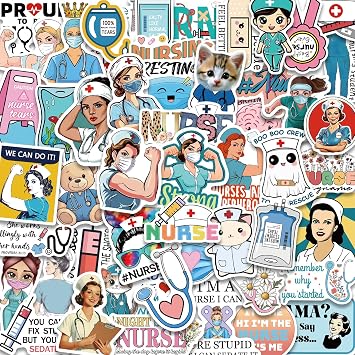 100 PCS Funny Nurse Stickers Medical Stickers Nursing Accessories for Nurses Nursing Healthcare Stickers Funny Nurse Gifts