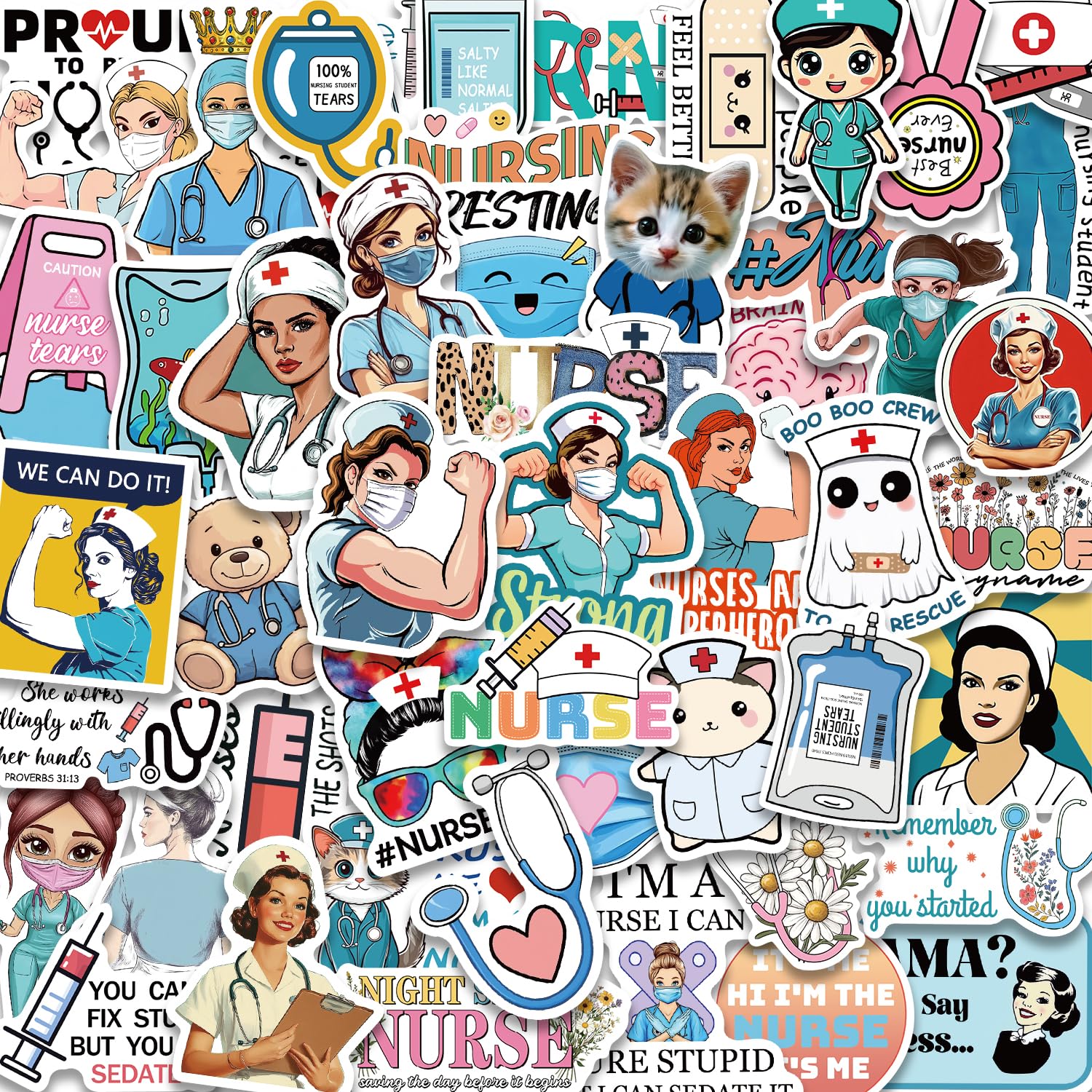 Photo 1 of 100 PCS Funny Nurse Stickers Medical Stickers Nursing Accessories for Nurses Nursing Healthcare Stickers Funny Nurse Gifts