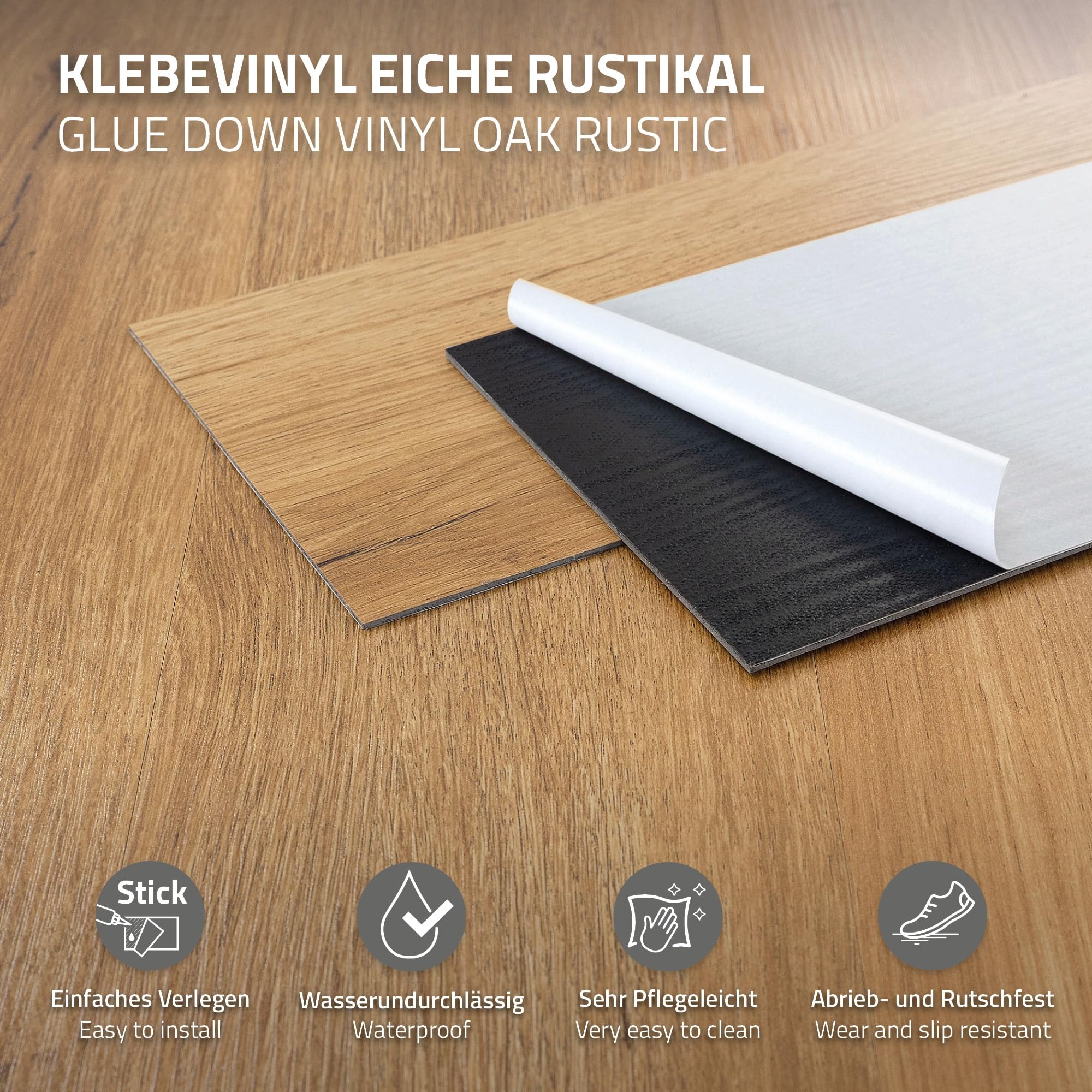 ML-Design Lames PVC Adhésives Effet Chêne Rustique, Revêtement de Sol en Vinyle Autocollant, Imitation Parquet, Imperméable, Installation Facile, 91,5 cm x 15,3 cm x 2 mm, 32 Pièces / 4,46 m²