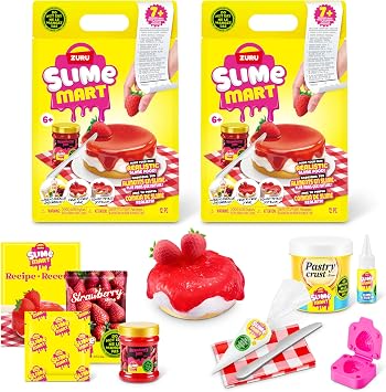 Slime Mart ZURU Small BagStrawberry Cheesecake 2 Pack, Slime Toy Crafts for Kids Kidults, Soft Slime Making Kit for Girls from 6-10