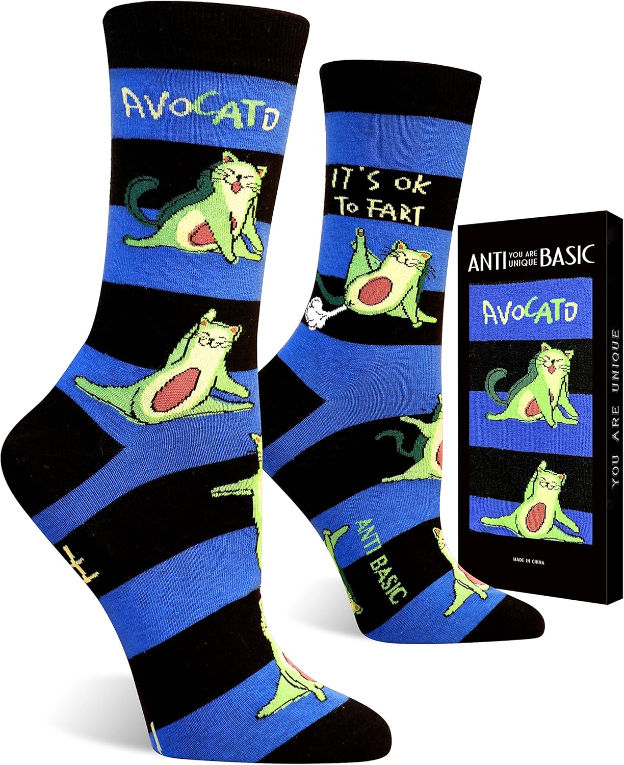ANTI BASIC Novelty Cat Socks Gift for Women(fits Women shoe size 6-12)