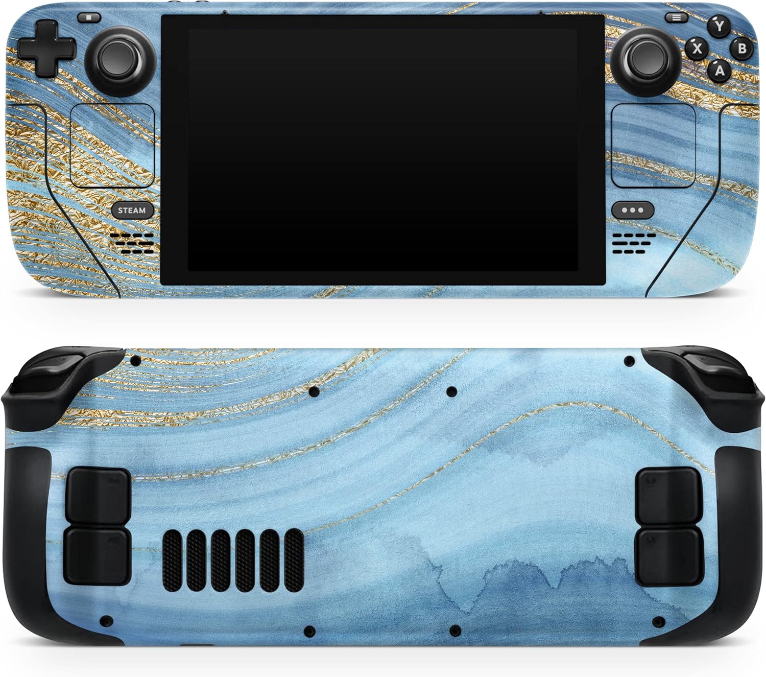 Compatible with Steam Deck - Skin Decal Protective Scratch-Resistant Removable Vinyl Wrap Cover - Vivid Agate Vein Slice Blue V12