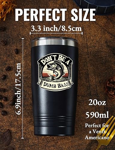 Vista 5 de Onebttl Regalos de pesca de lubina para hombres, papá, marido, vaso de acero inoxidable de 20 onzas para amantes de la pesca para Navidad