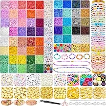 24295pcs 59 Colors Beads for Bracelets, 3mm Colorful Glass Beads Stranded Beads with 695pcs Accessories for Bracelet Making, Jewellery and Crafts
