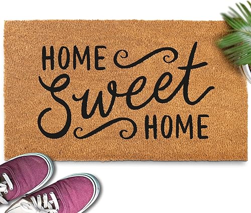 MAINEVENT Home Sweet Home - Felpudo de fibra de coco de 30 x 17 pulgadas, bienvenida mate para exteriores con respaldo de PVC antideslizante, tapete