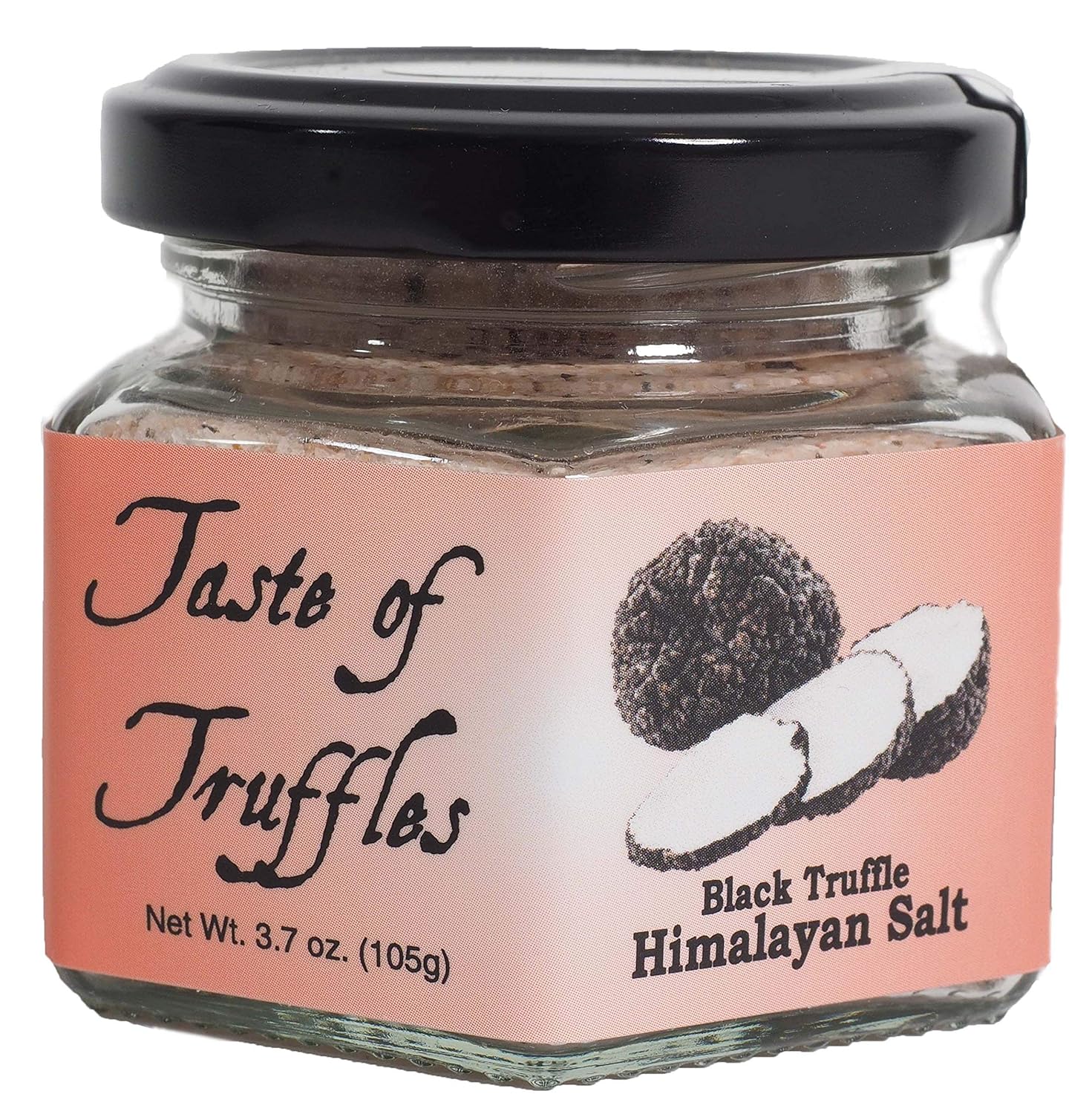 Black Truffle Himalayan Pink Salt, Burgundy Black European Truffles (Tuber Uncinatum) Gourmet Food Condiments VEGAN & Vegetarians Friendly, 3.7 oz (105g)
