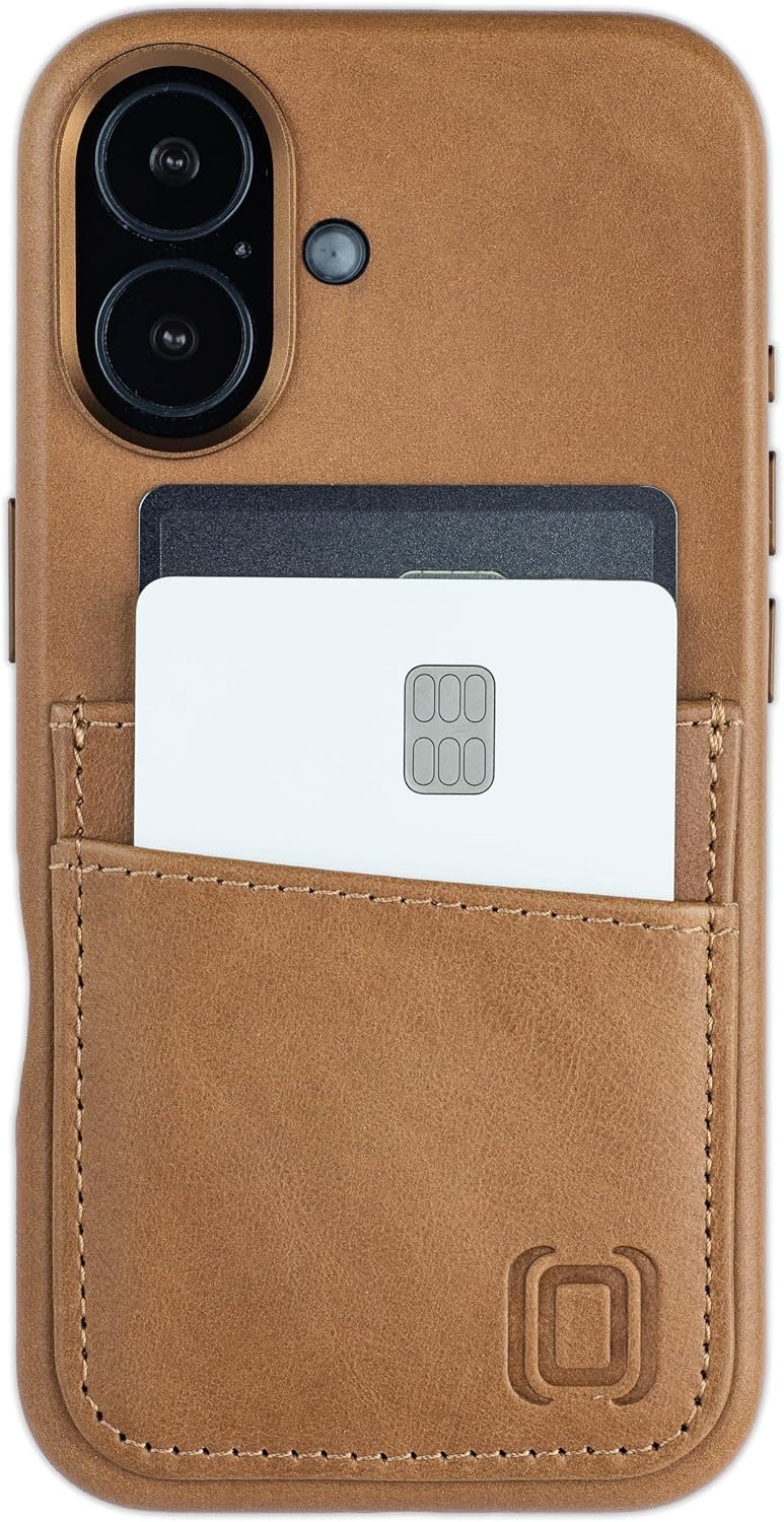 Dockem Genuine Leather Card Case V2 for iPhone 16 with Camera Control Cutout, Built-in Metal Plate, Stitched-on Wallet with 2 Credit Card Holder Slots (Light Brown, M2GL) - Image 7