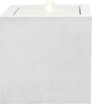 Sunnydaze Outdoor Water Fountain with LED Light - Modern Square Bubbler Water Feature with Pump - 17.5" H - for Patio, Garden, Deck, Relaxation and Stress Relief - Fog