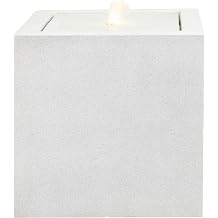 Sunnydaze Outdoor Water Fountain with LED Light - Modern Square Bubbler Water Feature with Pump - 17.5" H - for Patio, Garden, Deck, Relaxation and Stress Relief - Fog