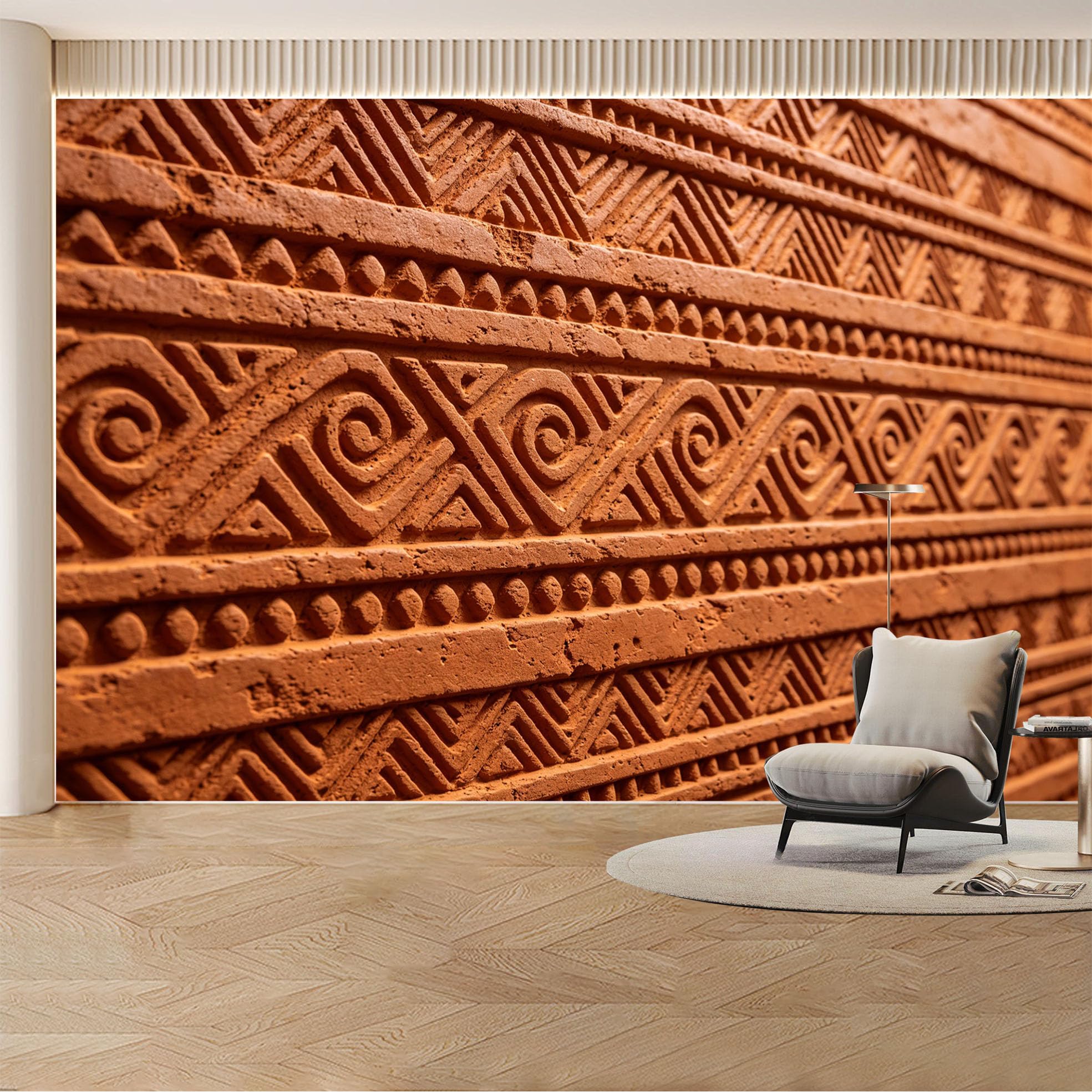 Custom Wall Mural Wallpaper Tribal Pattern Landscape 3D Effect Wall Decor Large Wall Art Boho Rustic Removable SelfAdhesive Large Photo for Living Room， Bedroom， Office