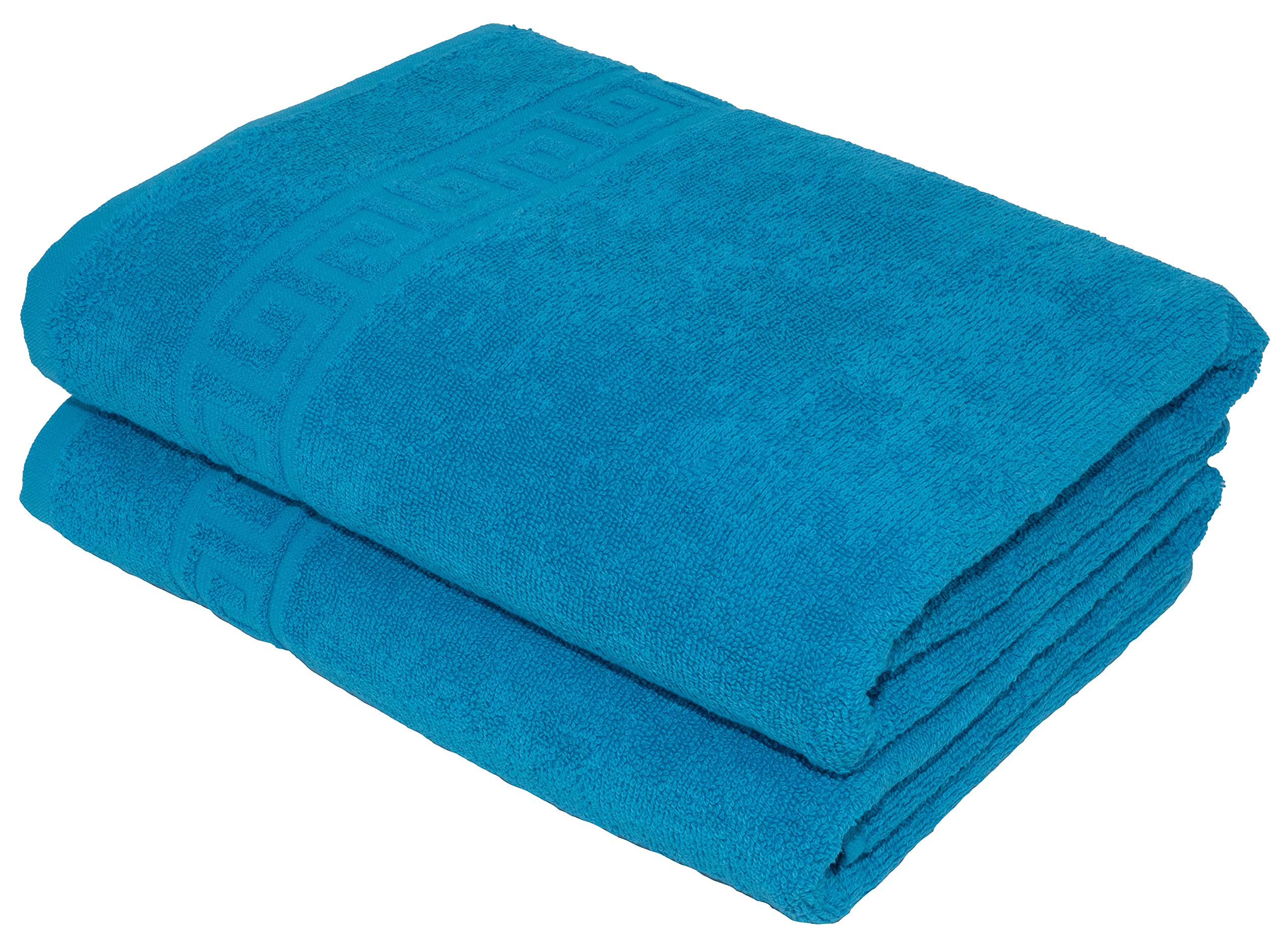 LIGHT TURQUOISE 2 X BATH TOWELS SET, 70X140 LARGE SIZE 100% NATURAL COTTON 500 GSM THICK ABSORBENT TOWEL, HOTEL QUALITY RINGSPUN — view 100