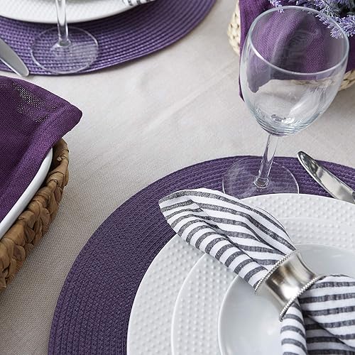 Miniatura 7 de DII - Juego de manteles individuales para interiorexterior de la colección Classic Woven, redondos, 15 pulgadas de diámetro, berenjena de 6 piezas