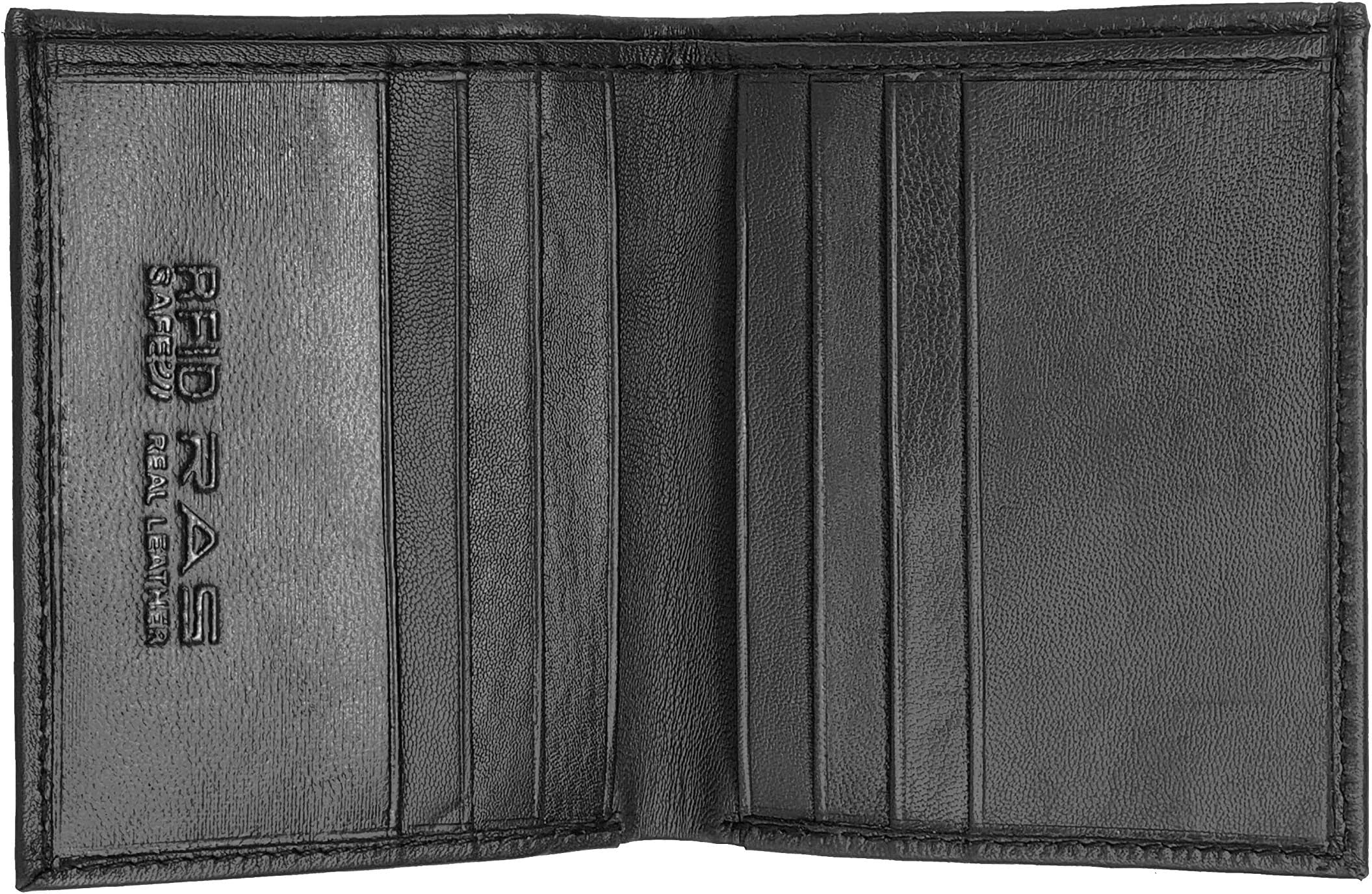 Mens RFID Safe Soft Genuine Leather Credit Card and Banknote Pocket Slimline Wallet 122 (Black)