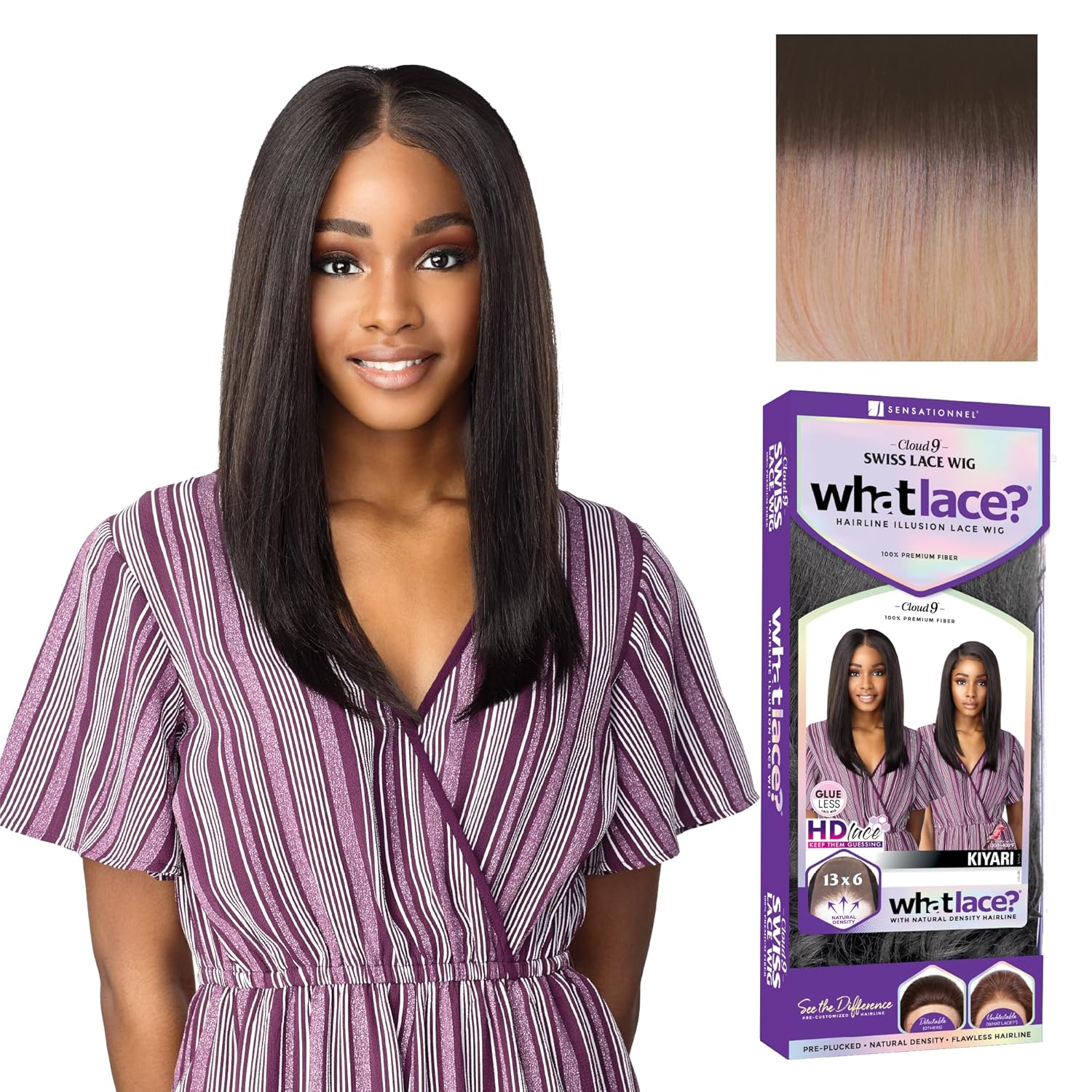Sensationnel What Lace 13X6 Wigs - Kiyari Lacefrontal Hand Tied Glueless Synthetic With Natural Density Preplucked Hairline (T2/ROSEGOLD)